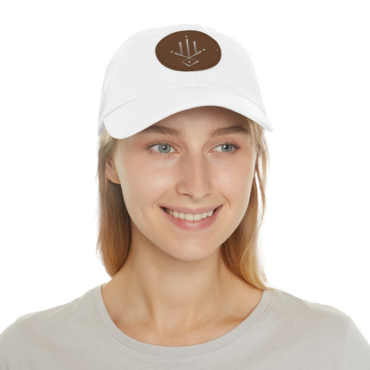 Minimalist Geometric Leather Patch Dad Hat — Modern Arrow Emblem