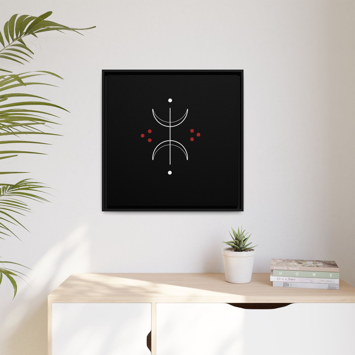 Minimalist Crescent Moon Wall Art — Matte Framed Canvas