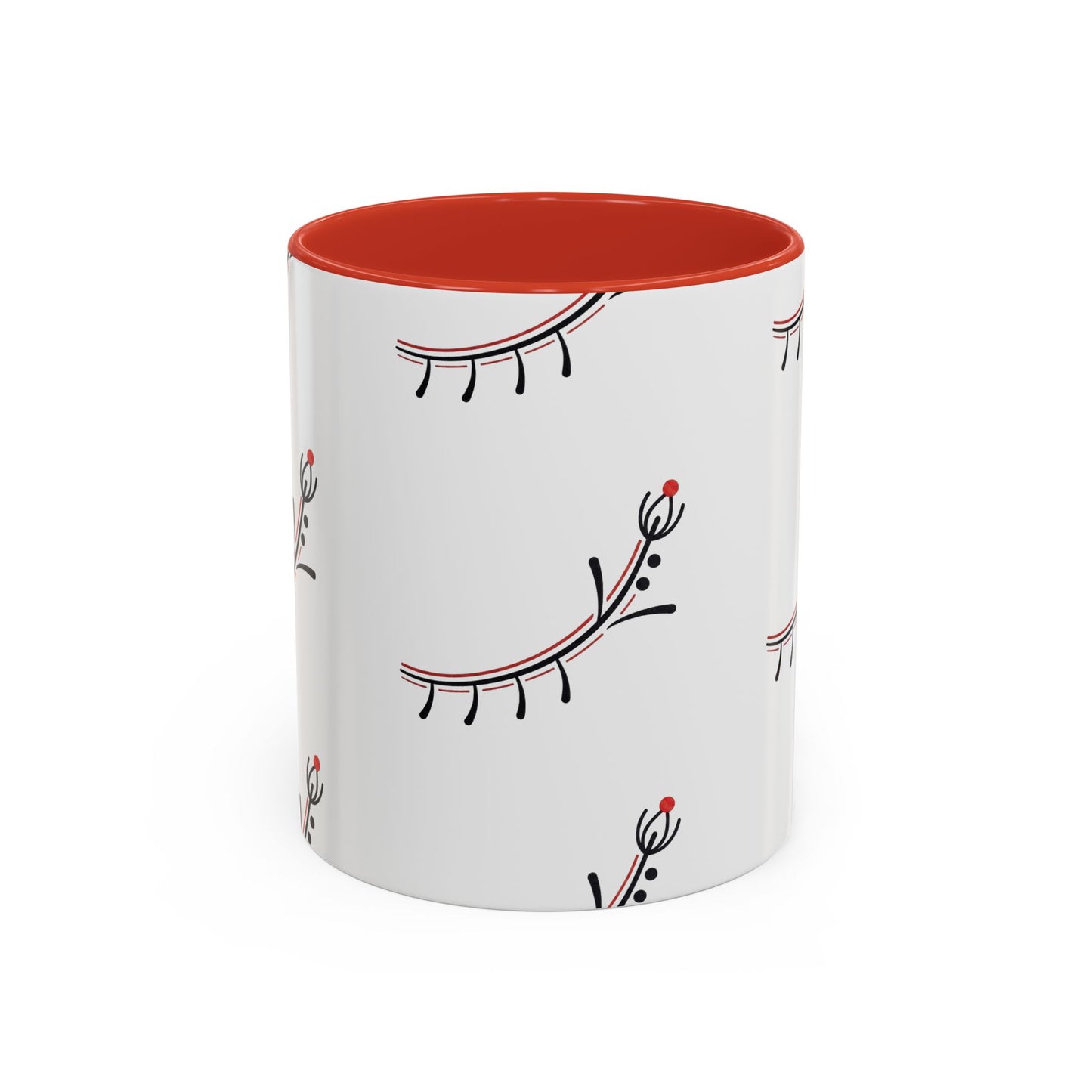 Floral Eyelash Accent Coffee Mug – Minimal Pink & Black Pattern (11/15 oz)