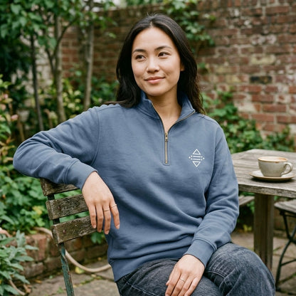 Minimal Geometric Logo Quarter-Zip Sweatshirt