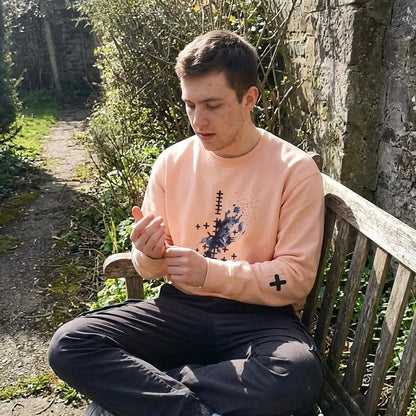 Sweat-shirt à col rond à motif floral abstrait Bonorial