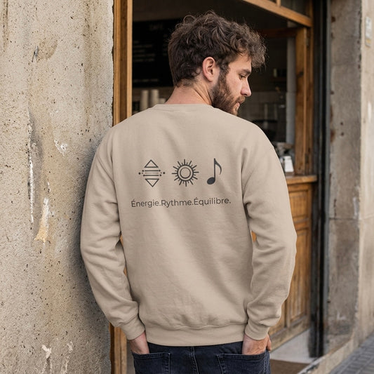 Sweat-shirt col rond Sunrise Balance — « Énergie Rythme Équilibre »