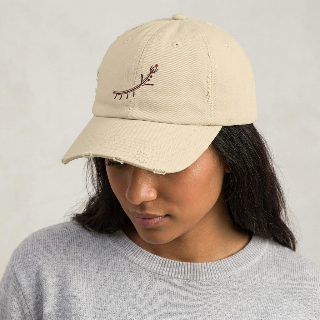 Distressed Reindeer Embroidered Cap — Minimal Holiday Dad Hat